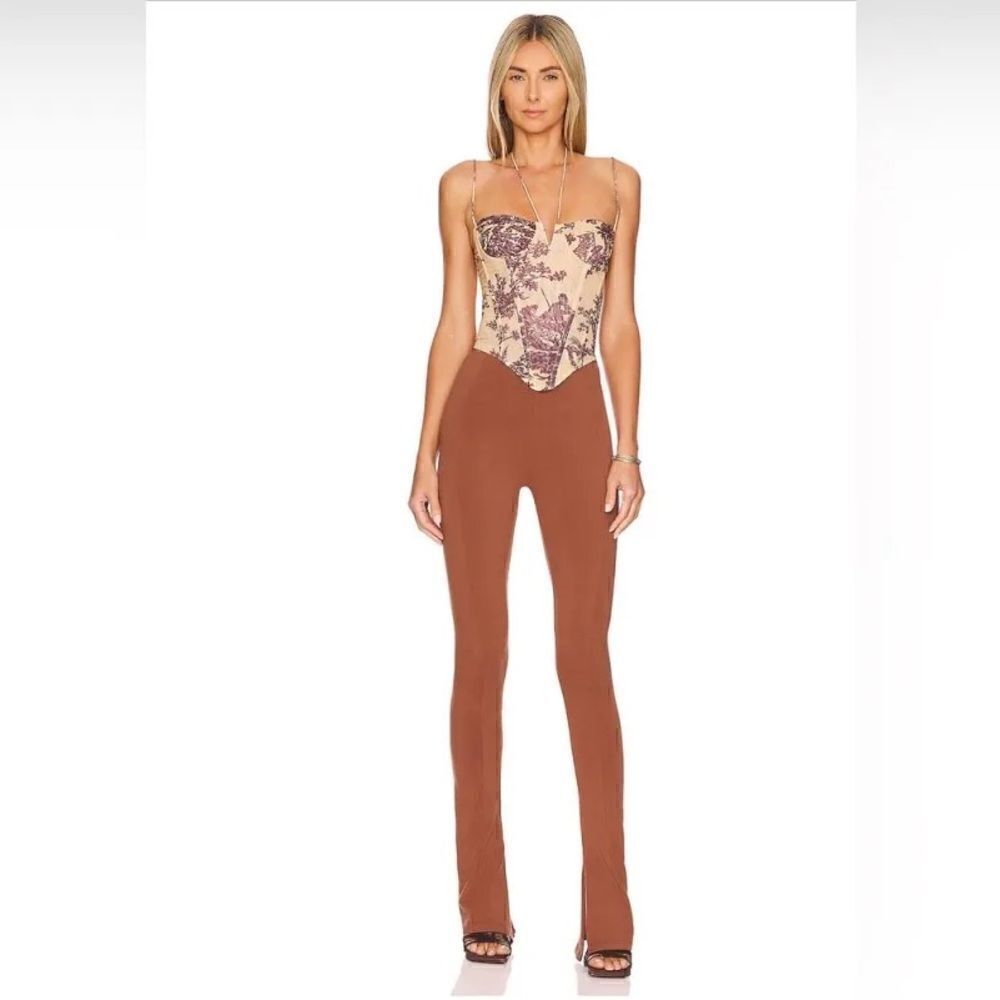 EB Denim Split Hem Leggings in Brown